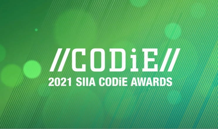 2021 SIIA CODiE Awards logo in a green background.