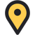 Pin giallo della posizione o indicatore sulla mappa per Lumio.