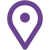 Pin viola della posizione o indicatore sulla mappa.
