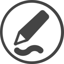 Circular icon representing SMART Ink, featuring a pencil drawing a wavy line, symbolizing the software's writing and markup capabilities.