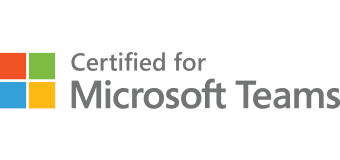 Logo of Certified for Microsoft Teams with the Microsoft four-square color logo.