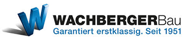 Wachberger Bau logo with tagline 'Garantiert erstklassig. Seit 1951,' representing the construction company's commitment to quality since 1951.