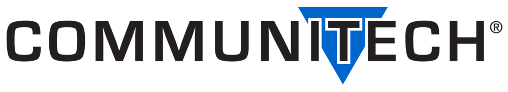 Logo of Communitech, featuring the company name in blue with a graphic accent.