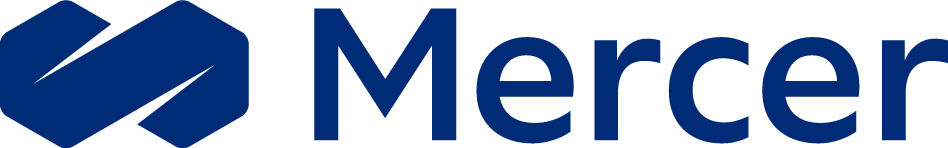 Logo of Mercer, featuring a blue chevron symbol.