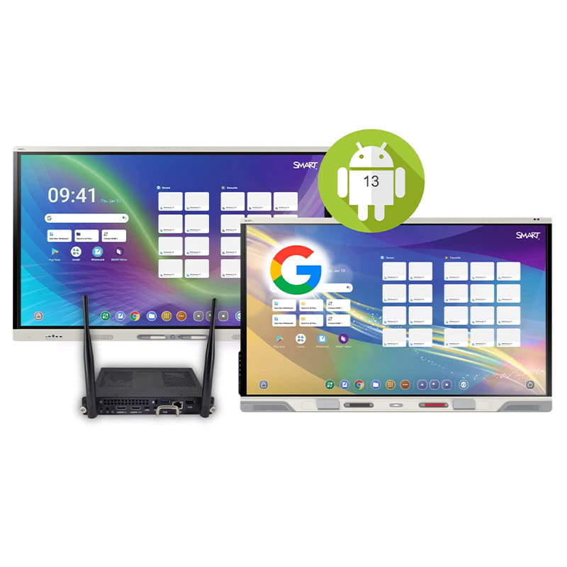 SMART Boards featuring Android 13 integration for enhanced functionality.