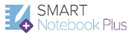 Logo of SMART Notebook Plus featuring a stylized notebook icon with a plus sign, symbolizing enhanced educational software capabilities.