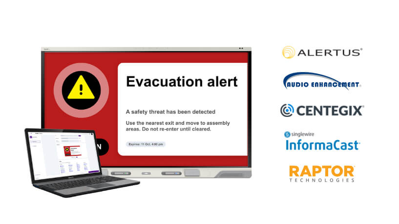 SMART Control alert on SMART Board with partner logos