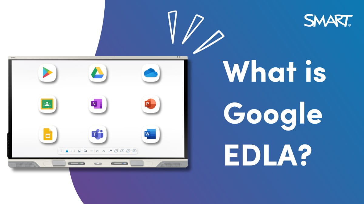 A SMART Board RX with Google and Microsoft Apps on the board.