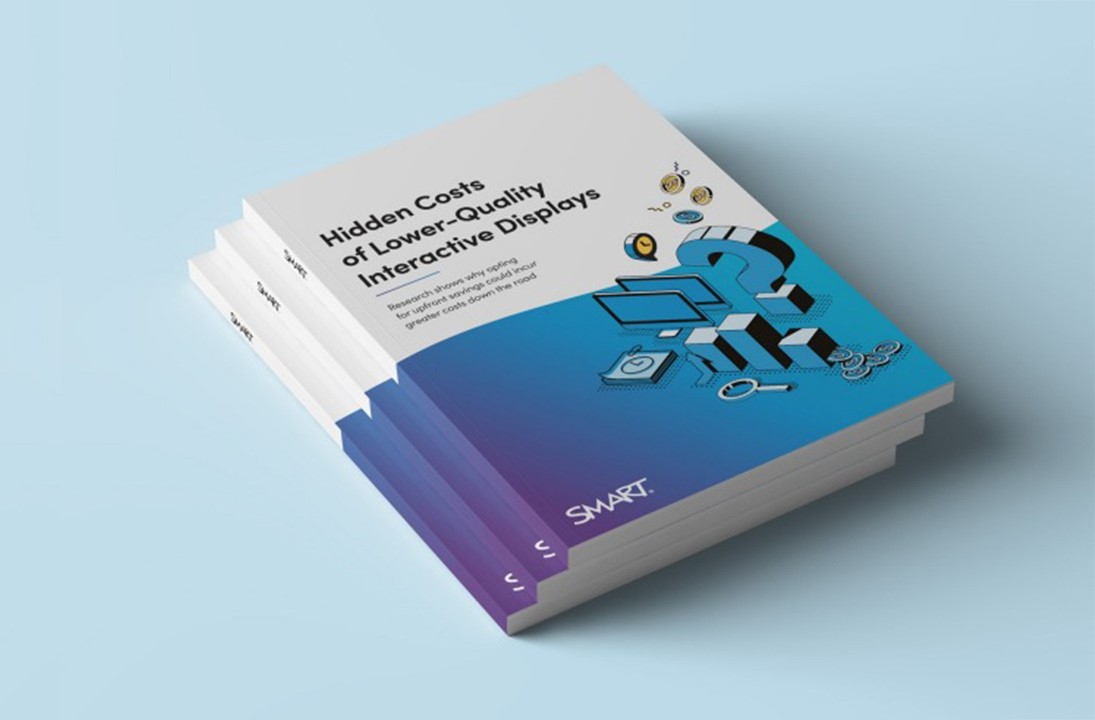 Cover design of a report on hidden costs in interactive displays, stacked neatly.