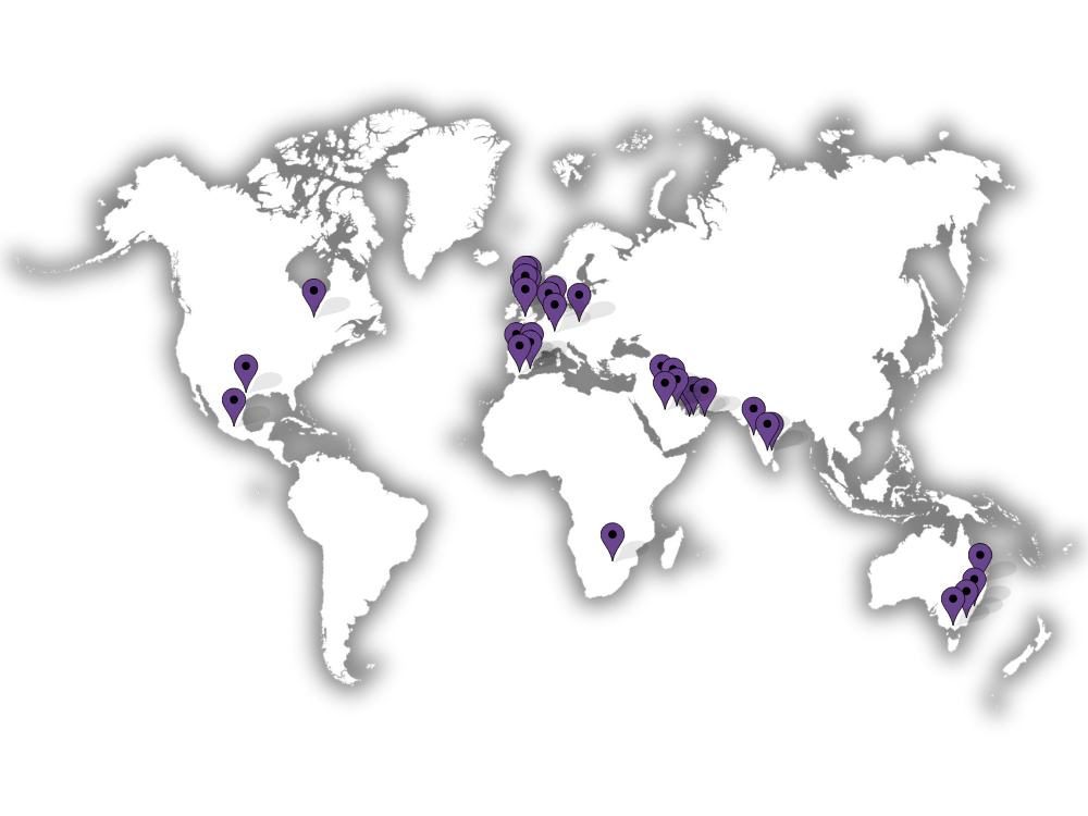 World map showing global locations of SMART Exemplary and Showcase Schools for 2024–2025.