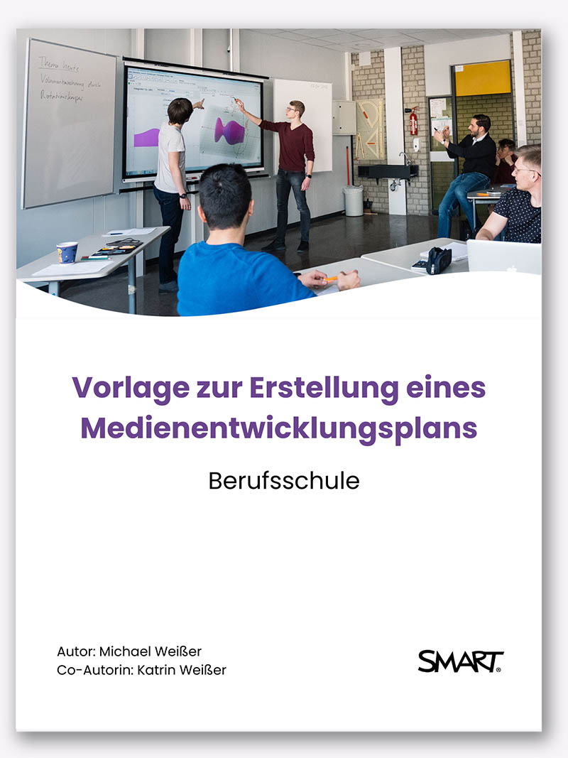 Students interacting with a SMART interactive display in a classroom setting