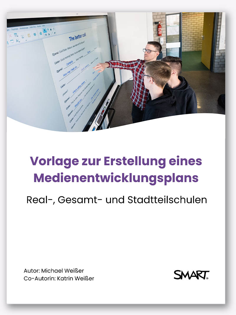 Group of secondary school students using a SMART interactive display for learning.