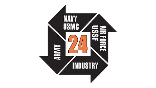 I/ITSEC 24 logo highlighting Army, Navy, Air Force, and industry collaboration.