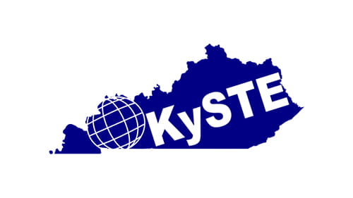 KySTE event logo in the shape of Kentucky with a globe icon.