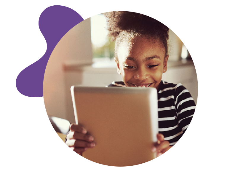 Young female student looking at a tablet