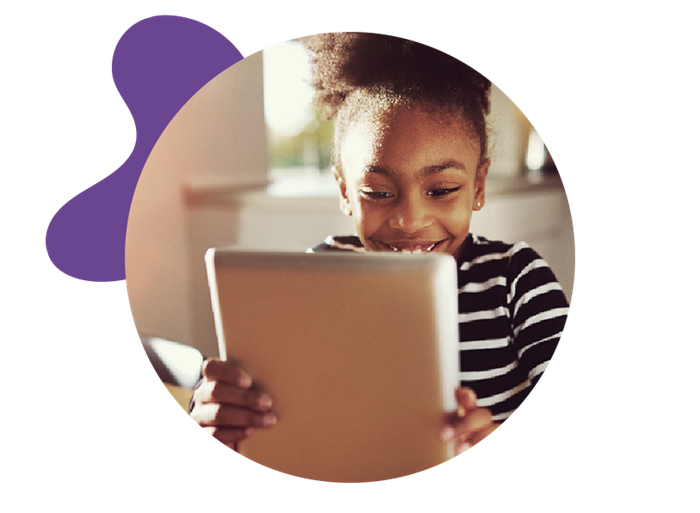 Young female student looking at a tablet