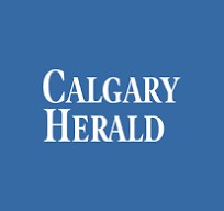 Calgary Herald logo on blue background.