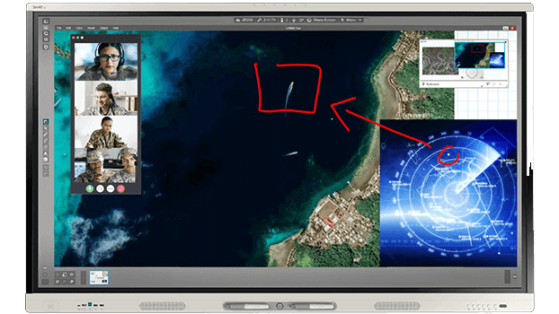 SMART Board with a defense radar on screen