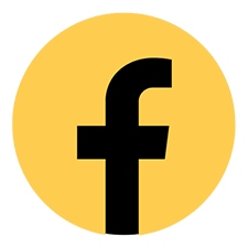 Logotipo de Facebook en negro sobre un fondo amarillo
